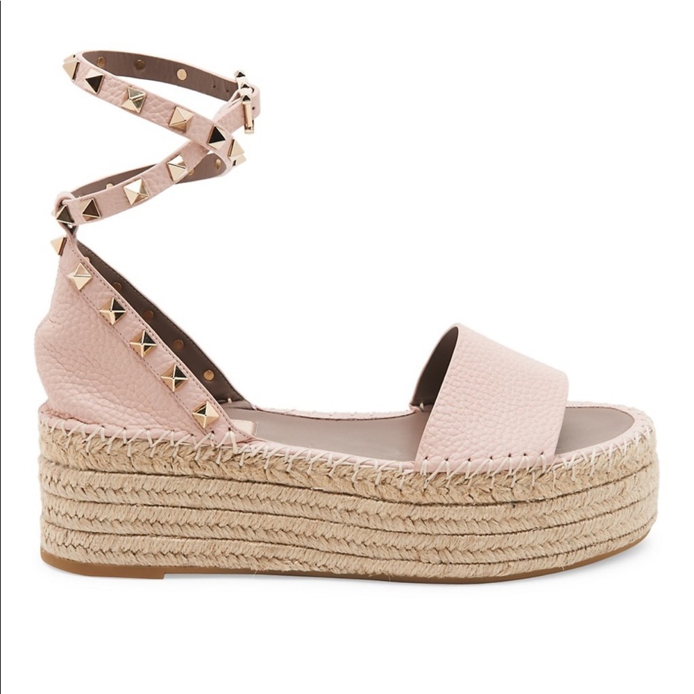 Valentino Rockstud Espadrille Platform Sandals 39